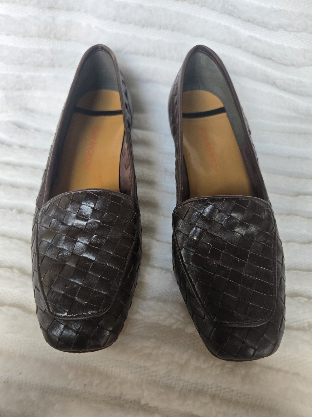 Enzo Angiolini Dark Brown Woven Leather Loafers